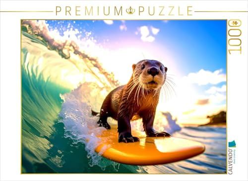 Puzzle · Otterly cool auf dem Surfbrett | der Meeres-Influencer des Jahres · 1000 Teile · Lege-Größe 64 × 48 cm · CALVENDO Puzzle