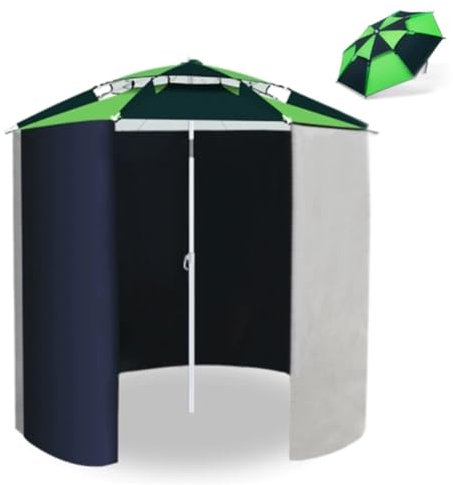 ZIUSFAC Sombrilla De Playa 200cm 240cm Paraguas De Pesca con Pared Lateral Sombrilla De Jardín Inclinable Sombrilla para Piscina, Terraza(2.2m-7.2ft)