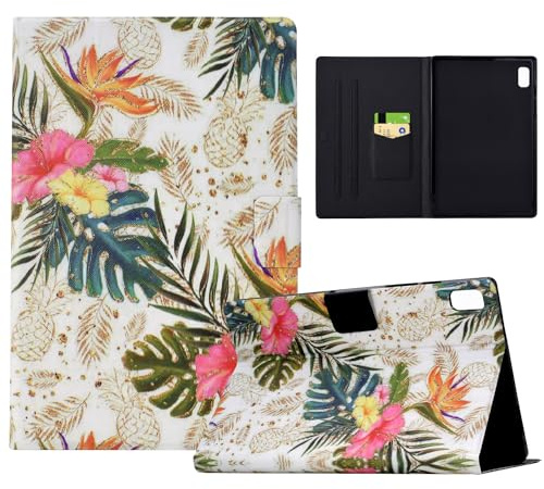 LSPCASA Hülle für Lenovo Tab M9 HD 9 Zoll TB-310FU 2023 Hülle PU Leder Schutzhülle Folio Flip für Lenovo Tab M9 HD 9 Zoll mit Ständer und Kartenfächern Wallet Tablet Case Goldene Ananas
