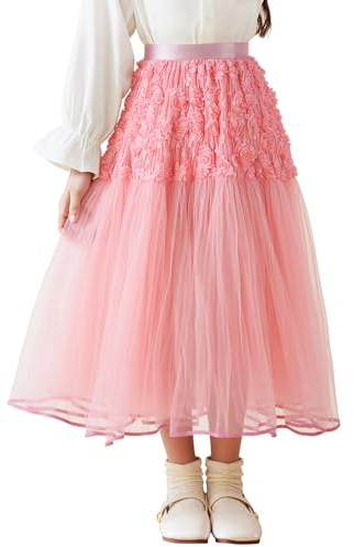 NEAWEALY Gonna lunga in tulle per bambini midi gonna a linee tutù gonna principessa a vita alta estate gonna a pieghe