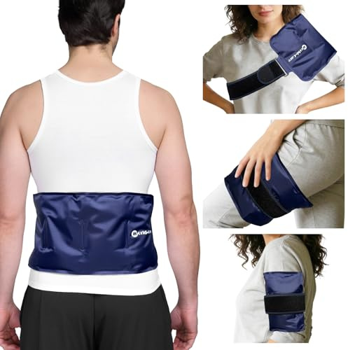 Poche de Glace Lombaire et Taille – Ceinture Gel Réutilisable 39 x 19 cm, Compresse Chaude/Froide Micro-ondable et Congelable, Soulagement Douleurs Dos, Sciatique, Crampes, Arthrite