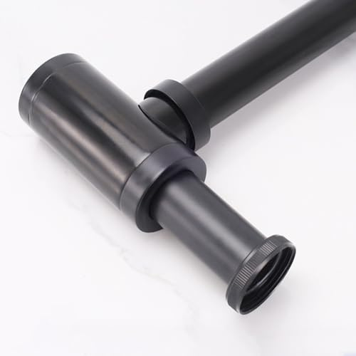 Alanmoship Edelstahl-Spülbecken-Siphon, 304 Edelstahl, 3,8 cm, leicht zu reinigen und zu installieren, Abfluss für Waschbecken und Waschbecken (schwarz)