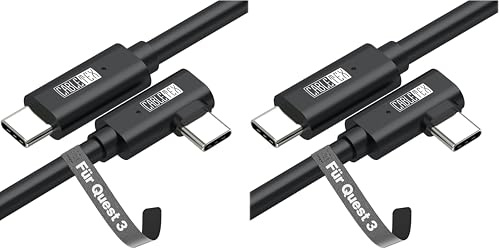 CABLETEX 5m Link Kabel für Meta Quest 3, Oculus Quest 2, PICO 4, PSVR2, Steam VR – USB 3.2 USB C Kabel für VR Headset und Gaming PC, 5 Gbit/s Datenübertragung (Packung mit 2)