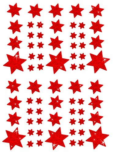 Oblique Unique® Weihnachts Sterne Sticker Aufkleber - Deko Weihnachten - Farbe wählbar (Rot)