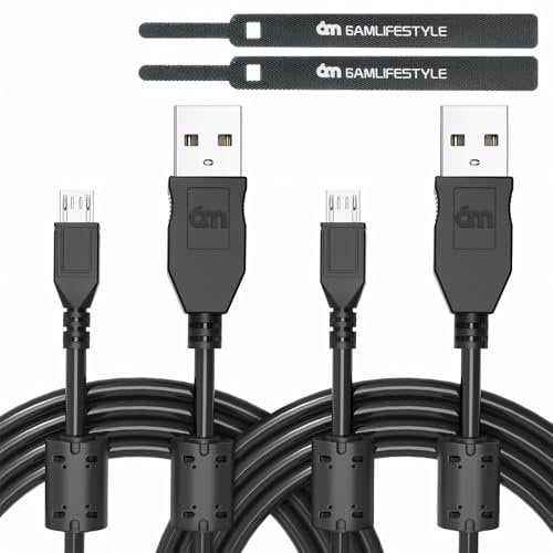 6amLifestyle Controller Charger Cable - 3M USB Charging Lead Compatible with PS4 & Xbox One