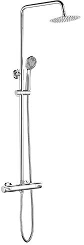 Ibergrif M20740 Colonne Douche avec Mitigeur, Flexible, Tête, Douchette, Support, Chromé, Argent