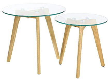 AltoBuy Glass - Lot de 2 Tables Gigognes Rondes Verre Trempé