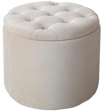 Riess Ambiente Eleganter Hocker MODERN BAROCK 50cm beige Samt Samt Couchtisch Tisch Aufbewahrungskorb Sitzhocker
