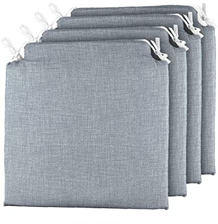 TIENDA EURASIA Pack 4 Cojines para Sillas de Terraza | Funda Lavable | Relleno Esponja | Estampados Lisos con 2 Cintas de Sujeción | 40 x 40 x 3 cm