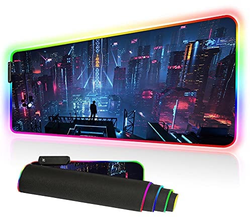 RGB Gaming Mouse Pad Large - Soft RGB Mouse Mat Oversize Glowing Led Extended Mousepad, USB Powered Computer Keyboard Mouse Pad, Lighted PC Gaming Mouse mat with Non-Slip Rubber 8030 heicity