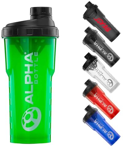 Alpha Designs | Protein Shaker Bottle 750ml Protein Shake Mixer | Leakproof Screw Cap | Green
