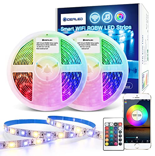 10m WiFi RGBW LED Streifen Kit,Smart App Steuerung RGB+Warmweiß Lichtstreifen Farbwechsel,Alexa LED Strips Musik Sync,Stimmenkontrolle Kompatibel mit Alexa/Google Assistant für Ambiance Lighting