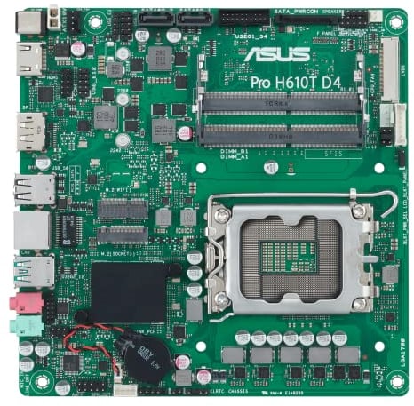 ASUS Pro H610T D4-CSM LGA 1700(Intel 12th Gen&Intel vPro) TCO-optimized Commercial Motherboard (PCIe 4.0,DP,LVDS,SO-DIMM DDR4,USB 3.2 Gen 2,M.2 E slot,Q-LED Core, ASUS Control Center Express)