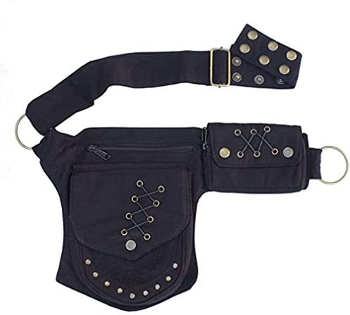 Damen Mode Oberschenkel Drop Beintasche Praktische Bauchtasche Reise Utility Gürtel Baumwolle Praktische Bauchtasche Frauen Bauchtasche Spitze Gürteltasche (0/A-Schwarz)