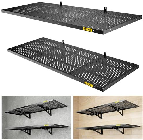 Aecxm Wandregal, Garagenregal, Hängeregal, Schwarz, 0,5 x 1,2 m, 2 Stück