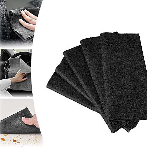 Cicarfer Magisches Reinigungstuch,Sonorou Verdicktes Magisches Reinigungstuch,Magisches Reinigungstuch,Streifenfreies Wunder-Reinigungstuch für Glas (5 pcs-black,15.6 * 19.7 Inch)
