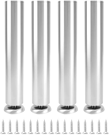 QWORK 4pcs Pieds de Meuble réglables - 30 cm - 10 mm réglables - Acier Inoxydable - capacité de Charge 200 kg - pour canapé, canapé, lit, Table Basse, Armoire