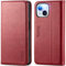TUCCH Wallet Case for iPhone 15 (6.1) 2023 5G, PU Leather Stand Flip Case with[3 Card Slots][RFID Blocking][Shockproof TPU], Book Folio Stand Folding Cover Compatible with iPhone 15, Dark Red