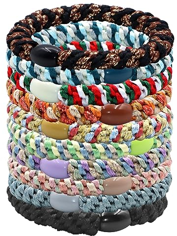 Yeria Haargummis Damen Kinder – 10 Stück Elastische Zopfgummis, Bunte Geflochtene Scrunchies Ohne Metall, Für Dickes, Glattes & Lockiges Haar
