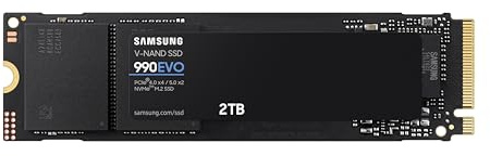Samsung 990 EVO SSD da 2 TB, PCIe 5.0 x2 M.2 2280, velocità fino a 5.000 MB/s, aggiornamento dello storage per PC/laptop, tecnologia HMB e turbowrite intelligente (MZ-V9E2T0B/AM) [Versione