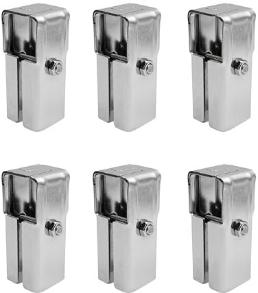 Yuqim 6 Sets Square Tube Clamps 1 Inch Stainless Steel Square Tubing Connector Chain Link Fence Clamp(2 Way)