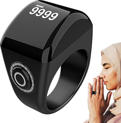 Digital räknare | Smart fingerräknare för bön med tydlig skärm, digital talräknare – 5 bön tidspåminnelser , elektronisk räknare visar tid, recitationsräkning och böntid