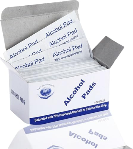 NECURATU Pre-Injection Wipes (x100) - Individually Wrapped Disposable Medical Skin Cleaning Easy-Tear 70% Isopropyl Alcohol Sachet Wipes