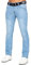 Pantalon Jeans Coupe Classique Coton Homme avec Ceinture EZ384 Bleu Clair 36W / 32L