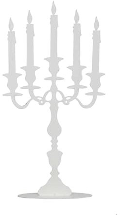 Deko-Aufsteller Kerzenleuchter aus Metall (30 cm/weiß/Dekoobjekt)