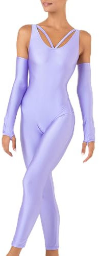 Invertika Tuta Lunga Donna Ipnotika con Pantalone Lungo e Manicotti Sportivo Contenitivo in Lycra Lilla Made in Italy per Abbigliamento Sportivo, Fashion, Sexy e Femminile-S