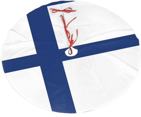 Finnische Flagge Weihnachtsbaum Rock - 100% Polyester Festliche Dekoration für Feiertage mit 3 Bändern