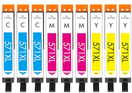 Cartridgeify 9X CLI-571XL Farbe Druckerpatronen Kompatibel mit Canon CLI-571 Patronen Multipack, für MG5750 MG5751 MG5752 MG5753 MG6850 MG6853 MG7750 MG7751 MG7752 MG7753 TS5050 TS5055 TS5053
