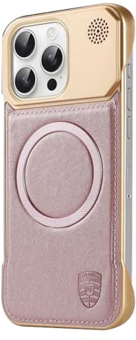 MFAOSHI Magnetica Custodia per iPhone 16 PRO Max/16 Pro/16 Plus/16, Sottile Affari Senza Cornice Pelle Cover Aromaterapia Telefono Caso,Rosa,16 Plus