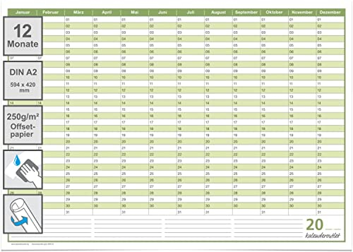 Kalenderoutlet din A2 abwischbarer Dauerkalender Geburtstagskalender immerwährender Kalender Jahresplaner 59,4x42,0cm jahresunabhängig immer verwendbar, gerollt in deutscher Sprache