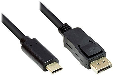 Good Connections Adapterkabel - USB-C Stecker an Displayport 1.2 / DP 1.2 Stecker - 4K / UHD @60Hz - KUPFERLEITER - 2 m - schwarz, GC-M0106