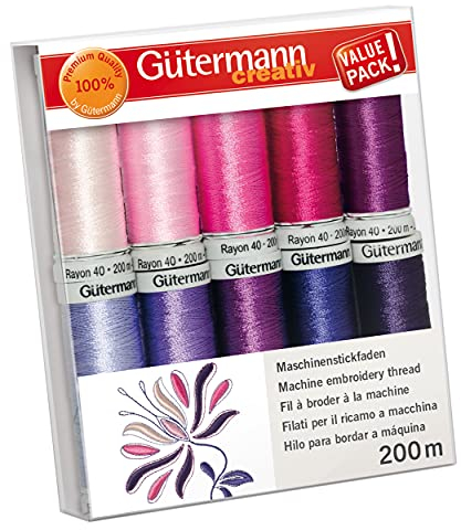 Gütermann creativ Maschinenstickfaden-Set mit 10 Spulen Rayon 40 200 m in verschiedenen Farben