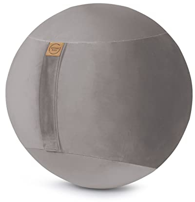 Magma-Heimtex Sitting Ball SAMT Uni Sitzball mit Samt-Bezug, ergonomisch Sitzen im Büro & Zuhause, 65 cm Ø, Gymnastikball mit Samthülle, Fitnessball mit Tragegriff, 30°C waschbar, Mittelgrau