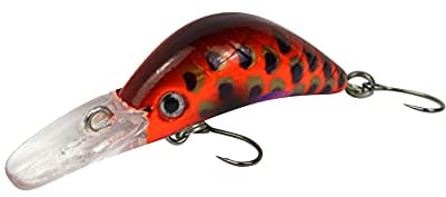 FTM Masu Security Wobbler 3cm 1, 6g - Forellenwobbler zum Spinnfischen auf Forellen, Forellenköder, Crankbait zum Forellenangeln, Farbe:braun-orange-lila dunkel gepunktet UV