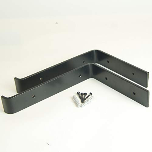 Rustic Shelf Brackets Scaffold Board 225mm Bracket x 2 Heavy Duty Industrial UK Made by MKGT® (225mm Down Black)