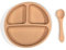 kidoo - Juego de Vajilla para Bebés en Silicona, Set de Alimentación Infantil, Plato Dividido + Cuchara, Libres de BPA, Accesorios de Aprendizaje y Destete (Marrón Claro)