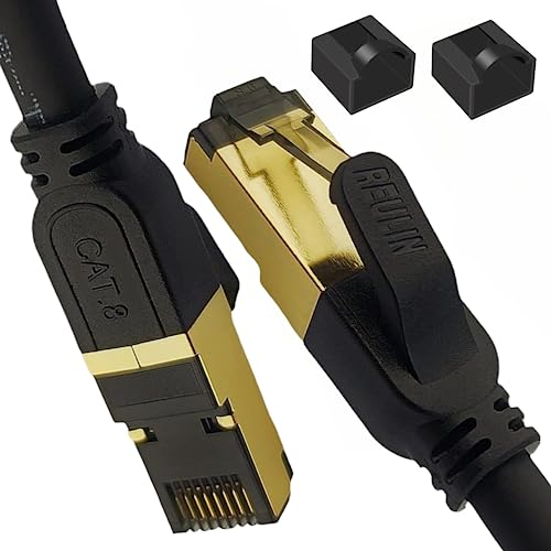 Reulin Cuivre Multibrin PREMIUM Câble Ethernet 6M RJ45 Cat 8 Super Débit SSTP 40 Gbps 2000 MHz Compatible avec Routeur Switch Modem Décodeur TV Box Internet PS5 PS4 Xbox Console de Jeux PC 6 M