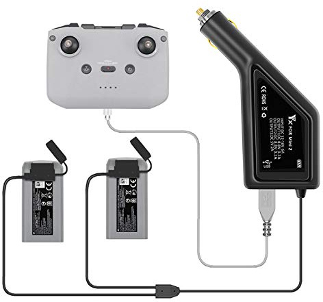 DJFEI Mavic Mini 2 /Mini SE Battery Charger Hub, 3-in-1 Battery Car Charger Adapter Quick Charger Compatible with DJI Mavic Mini 2 /Mini SE Drone
