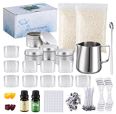 JBEIY Kerzen Selber Machen Set, Kerzen Gießen Set mit Anleitung, Bienenwachs, Dochte, Kerzendosen, Dochthalter Zubehör, Kerzen Set für Erwachsene Anfänger Kerzenherstellung