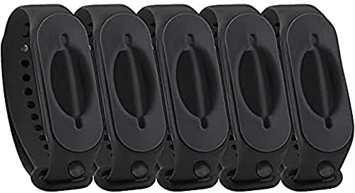 Cleanbrace Desinfektionsarmband 5er-Pack (All-Black) | Handdesinfektion für unterwegs | inklusive Refiller