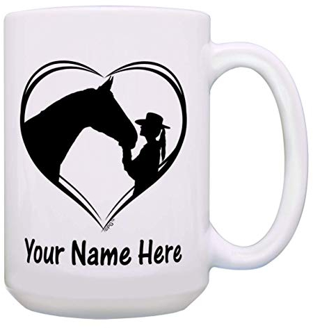 NA Cavallo Regalo Nome Personalizzato Cowgirl Cavallo Tazza da caffè Regalo Personalizzato Tazza da caffè Tazza da tè Bianco