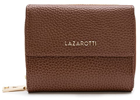 Lazarotti Bologna mittelgroße Leder Geldbörse Damen | mit Druckknopf, Reißverschlussfach, 9 Kartenfächer, RFID-Schutz | 12 x 10 x 4 cm