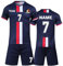 Benutzerdefiniert Fussball Trikot Kinder Set und Erwachsene Set Personifizieren Name Nummer Mannschaft Fussball Trikots Herren und Frauen (Kurz Blau)