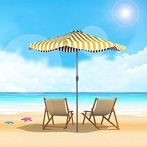 JYCCH 2,7 m Strandschirm, großer Sonnenschirm, strapazierfähiger Outdoor-Markt, Terrassenschirme für Pool/Garten/Deck, gelb-weißer Streifen