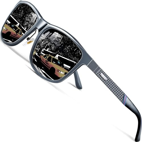 ATTCL Herren Sonnenbrille Sport Polarisierte Fahr Angeln Golf Sportbrille UV400 Schutz (Grauer Rahmen+schwarze Linse/nicht gespiegelt)