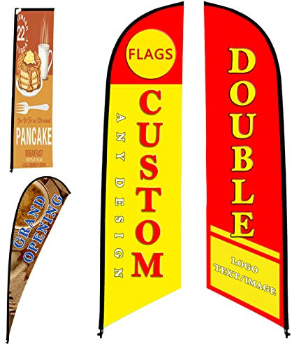 Banderas de plumas personalizadas para publicidad exterior comercial Bandera de Swooper personalizada (solo bandera) Diseño de texto de logotipo personalizado Letrero de tienda de doble cara abierto